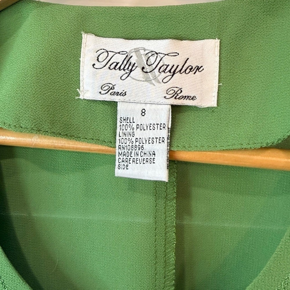 Tally Taylor Duster Jacket Women's Size 8 Green Cactus Open Front Longline - Picture 7 of 7